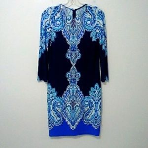 Blue floral boho baroque sheath mini dress